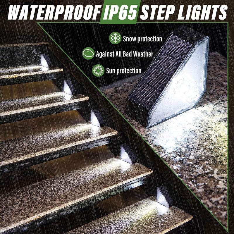 JSOT Solar Lights for Step 10 Pack, Stair Lights Outdoor Yard Decor, IP65 Waterproof Deck Lighting for Outside, Solar Powered Garden Light for Fence, Backyard, Front Porch Step, Balcony, Wall, Patio - Image 4